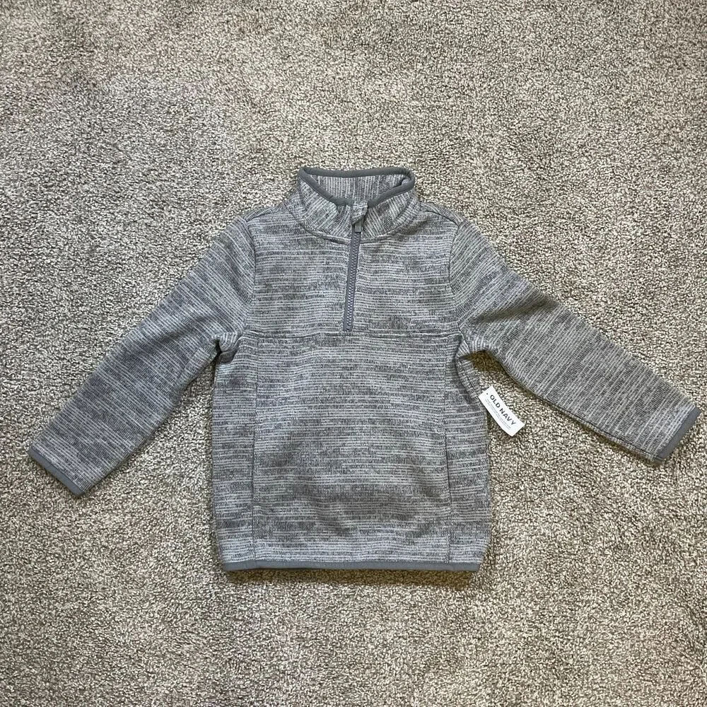 Old Navy Kids Boys Unisex 1/4 Zip Fleece Pullover Sweater Top Size 5T Gray NWT